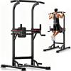 Joppoint Stazione per trazioni, regolabile multifunzione Power Tower Dip Bar Station Home Gym Allenamento della forza Attrezzatura per trazioni Push-up Dips (nero-classico).