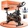 CURSOR FITNESS Cyclette da casa professionale, Cyclette professionale con misurazione della frequenza cardiaca e display LED, Spin bike con app, sedile confortevole, capacità di carico fino a 136 kg