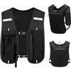 Xynvora Gilet da corsa per donne e uomini, impermeabile, ultraleggero e traspirante, gilet da corsa riflettente con 3 tasche, per jogging, trail running, maratona, ciclismo, nero
