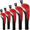 Andux Set di 5 coperture per mazze da golf da 460 cc, per mazze da golf fairway, collo lungo, nero/rosa