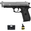 ECOMMUR PT92 Duotone Silver Slider metallico Molla (6 mm) | Pistola Airsoft (calibro 6 mm con pallini di plastica) + custodia e caricatore (potenza: 0,12 joule)