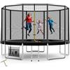 Devoko Trampolino Elastico per Adulti e Bambini, Tappeto Elastico da Giardino Ø 183/228/305/366/427 cm | Set Completo con Rete di Sicurezza, Scaletta, Copertura, Rete per Scarpe,150 kg(Blu)