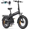 ENGWE EP-2 3.0 BOOST Bicicletta Elettrica Pieghevole, Batteria 48V 13.5Ah, Autonomia Fino a 120km, Coppia 75Nm, Freni Idraulici, Pneumatici 20x4.0, Cambio 7 Marce, Connessione App (Standard, Nero)
