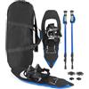COSTWAY Racchette da Neve 54/63 cm per Donna e Uomo con Sollevatore per Tallone e Borsa, Bastoncini da Trekking Telescopici 64-135 cm con Punte in Tungsteno, Dischi per Neve e Fango (Blu,54 cm)