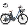 Fafrees Bici Elettrica Pedalata Assistita per 140KM-200KM Bicicletta Elettrica Uomo Donna con 20.3Ah Rimovibile Batteria, 26 Pollici Ebike 250W Bici Elettriche per Città, F26 LASTING 2024 Blu