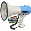 McGrey MP-800HRS megafono portatile 25W RMS/80W MAX, portata 1000m, microfono, sirena, fischietto, registrazione, lettore USB/SD/AUX-MP3, batteria, grigio/blu.