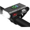 Hotainoys Luci per bici, Faro per bici impermeabile da 1000 lumen con 6 modalità di illuminazione, Luce anteriore antiscivolo con cinghia regolabile, Luci ricaricabili tramite USB per la guida notturna anter