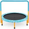 COSTWAY Trampolino Elastico per Bambini, Tappeto Elastico Pieghevole da Interno ed Esterno con Copertura, Cuscinetti Antiscivolo e Maniglia, Ideale per Bambini 3+ Anni, Carico 150 kg (Giallo e Blu)