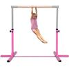 Saiao Sbarra da ginnastica per bambini regolabile orizzontale Kip Bars attrezzatura per allenamento palestra domestica (Rosa)