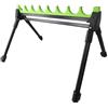 Eawfgtuw Supporto telescopico per canna da pesca a 2 sezioni, con 4 gambe e 8 rig e poggia canna laterale, in lega di zinco ed EVA, nero/verde