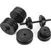Gymtek Set di 2 Manubri 2x15kg - Manubri - Manubri e Bilanciere - 8 dischi x 2,5kg - 4 dischi x 1,25kg - 4 dischi x 1kg - 2 maniglie dritte - Morsetti a 4 stelle palestra - potenziamento muscolare