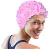 Generisch Cuffia da bagno da donna, stile vintage, fiori alla, stile retrò, per capelli lunghi, corti, per le vacanze al mare in piscina