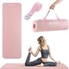 HyperMotion Tappetino Yoga NBR 183x61x1,5 cm Rosa, Spessore 15 mm Antiscivolo, con Cinghia per Trasporto ed Esercizi, Tappetino Fitness per Pilates e Stretching