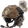 CZMYCBG Set di Elmetti Tattici per Softair, Equipaggiamento Militare con Copertura per Casco da Paintball E Cuffie per Microfono Intercambiabili Sinistra E Destra,Marrone,M