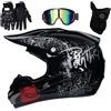 Hfnnhl Casco da moto unisex per adulti, S (52 ~ 53 cm), nero, fuoristrada, MTB, Dirt Bike, BMX, Cross, Street, ATV, Downhill, Cross Country, integrale, ABS, EPS, occhiali, guanti, protezione per il