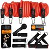 PULSUS fit Set di fasce per fitness, fasce di resistenza e resistenza per allenamento di forza, trazioni e allenamento a casa, con app video di esercizio, espansione con maniglie, ancore, passanti per i piedi e