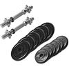 GORILLA SPORTS® Manubri - Set di 27,5kg, 6x1,25kg, 6x2,5kg, Ghisa, Rivestiti in Gomma, Foro Ø 30 mm, Chiusure a Stella, Barre in Acciaio Cromato, Antiscivolo, Manico Zigrinato - Pesi Palestra, Fitness