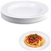 Velicber Set di 6 Piatti Bianchi, 23cm Piatti Melamina, piatti Piani Bianchi Resistenti al Cadimento, piattini Dessert, Antipasti, Cibo, Dessert, Sushi