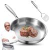 JIABAOZ Padella in Titanio, Padella in Titanio Martellato Platefull con Coperchio, Pentole Plateful da 12- Resistente Antigraffio, Riscaldamento Uniforme per Cucinare (26CM,NO Lid)