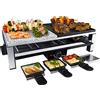 Steba Multi Raclette RC 108 - Piastra grill in pietra naturale di alta qualità (25 x 25 cm), con rivestimento antiaderente, 8 padelle antiaderenti, 8 ripiani, cavo di collegamento da 2,0 m, 2000 W