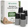 ecodrinks 1000 Bicchieri Caffe Carta Da 75ml - Set Bicchierini Monouso per Bevande Calde/Fredde - Biodegradabili, Eco-friendly e Made in Italy, Nero