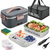 BYbrutek Scatola Porta Pranzo Elettrica 100W, 1,8L in Acciaio Inox Rimovibile, Scatola Porta Pranzo Riscaldabile Portatile 3-in-1, Scatola Termica Isolabile 12V/24V/220V per Auto/Camion/Ufficio/Casa