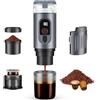 GJCrafts Macchina da caffè portatile 2 in 1 con batteria da 7650 mAh, pressione di 20 BAR, estrazione a caldo/freddo, per capsule e caffè macinato, portatile per ufficio, viaggi e campeggio (Grigio)