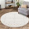 carpet city Skandi - Tappeto da soggiorno a pelo lungo, 160 cm, rotondo, motivo a rombi, effetto 3D, colore: Crema