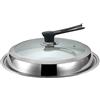Honseadek Copriventola in acciaio inox con coperchio in vetro, resistente al calore, design autoportante per wok e padelle, adatta a 30-42 cm, accessorio per pentole da cucina (42 cm)