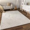 Paco Home Moderno tappeto soffice e morbido da soggiorno Bubble con pelliccia a pelo alto Disegno geometrico effetto alto-basso, Dimensione:160x220 cm, Colore:Crema 5