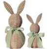 LVYXON 2 statuine in resina di rattan con fiocchi verdi, decorazioni pasquali per la casa, set centrotavola per vacanze primaverili (verde)