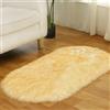 Tomifine Imitazione Lana Tappeto, Soffice Faux Tappeti Pelliccia, Adatto per Tappeto per Soggiorno, Lungo Pelliccia Morbida, Soffice, Tappetino per Il Letto (50 x 80 cm,Giallo Bianco)