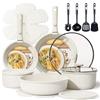 CAROTE Essential Batteria di Pentole 11 Pezzi, Manici Amovibili Padella con Casseruola Fonda, Padella, Tegame, Wok, Coperchi, Antiaderenti per Induzione,Gas e Forno