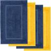 Lavea® 4 Tappetini Bagno 50x80 cm in 100% Cotone - Tappeti Bagno Assorbenti e Lavabili - Ideali come Tappeto Bagno o Tappetino Doccia - Blu Navy e Giallo Colza