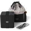 MONBENTO - Set Onyx Porta Pranzo Lunch Box - Con Bento Box MB Square con Scomparti Made in France, Set di Posate MB Slim Box, Borsa Bento MB Pochette L - Senza BPA - Nero