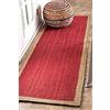 Yonir Exports Tappeti rettangolari in iuta naturale, colore rosso, con bordo beige, per soggiorno, per interni ed esterni, 75 x 240 cm