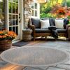 Carpettex Tappeto da Esterno Impermeabile 160 cm Rotondo Grigio - Tappeto Resistente alle Intemperie e Lavabile in Lavatrice - Tappeto per Giardino, Terrazza, Balcone, Campeggio