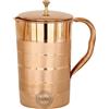 Fashnkart Brocca per acqua potabile Copper Silver Touch - Brocca per acqua in rame puro per i benefici per la salute ayurvedica Pomello in ottone 1,5 litri 50,7 once
