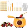 Generic Set per fonduta di cioccolata calda, in plastica elettrica, con vassoi per stampi per cioccolato e forchette da immersione, set per fonduta di cioccolato e marshmallow (giallo, standard UE))