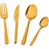 Barazzoni, Set di Posate da Tavola Malachite Oro, Monoblocco in acciaio inox 18/10, per 6 persone, 24 pezzi: 6 forchette, 6 cucchiai, 6 coltelli, 6 cucchiaini da tè