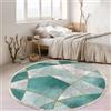 Tomifine Tappeto in Soggiorno Tessuto Tappeto con Nappe Stampa Geometrica Tappeti Rotondo Lavabile Antiscivolo Tappetino per Camera da Letto Balcone (90cm,Oro Verde)