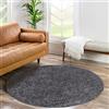carpet city - Tappeto a pelo lungo per soggiorno, modello Shaggy, in tinta unita, colore: antracite, 120 cm, rotondo, morbido e moderno