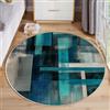 ZISTRCBAO Acquerello Sfumato Geometrico Tappeti Para Dormitorio, Astratto Moderno Morbido Antiscivolo Tappeto Rotondo, Blu-Verde Tappeto Rotondo per Cucina Casa Zona Balcone Tappet Tavolino, 60cm