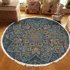Homxi Tappeto Cameretta Rotondo 120 cm, Tappeti Salotto Poliestere Antiscivolo, Modello Mandala con Nappe, Tappeto Giallo Blu per Esterno