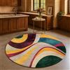 VARIKASHOM Tappeto Rotondo Moderno Pelo Corto, Giallo Crema Verde Blu Motivo Moderno Geometrico, Multicolore, Round 100 cm, Soggiorno Decorazione Tappeti Moderni Interni per Camere da Letto,