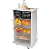 Lupia - Carrello Cucina Multifunzione Bianco WHITE BLACKBOARD, Portafrutta Ruote Piroettanti, Piano di Appoggio, tre Cestelli Estraibili in Acciaio, Legno 40X45H85 cm montato