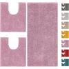 Home Tresor Parure Tappeti Bagno Set 3 Pezzi per Wc e Bidet, Tappeto Microfibra Morbido Antiscivolo Assorbente Giro Water - Rosa
