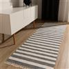 benuta Pop Tappeto cotone Tom - Grigio/Crema 80x300 cm - Tessuto a mano per camera da letto, salotto, soggiorno - Riciclato - Adatto al riscaldamento a pavimento