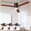 Noaton® Zoya nero/legno scuro Ventilatore da Soffitto con Luce e Telecomando, LED Dimmerabile 22,9 W, 3 Temperature di Colore, 3 Pale, Timer, con Motore DC 34 W, 6 Velocità, Ø132 cm, Silenzioso