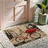 Generic Zerbino vintage a tema biciclette con rose rosse, tappeto classico per interni ed esterni, decorazione primaverile, tappetino assorbente antiscivolo, facile da pulire, 73 x 43 cm